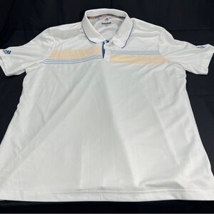 Adidas Men’s White and Blue Golf  Polo Shirt Classic Style 2XL gently Used